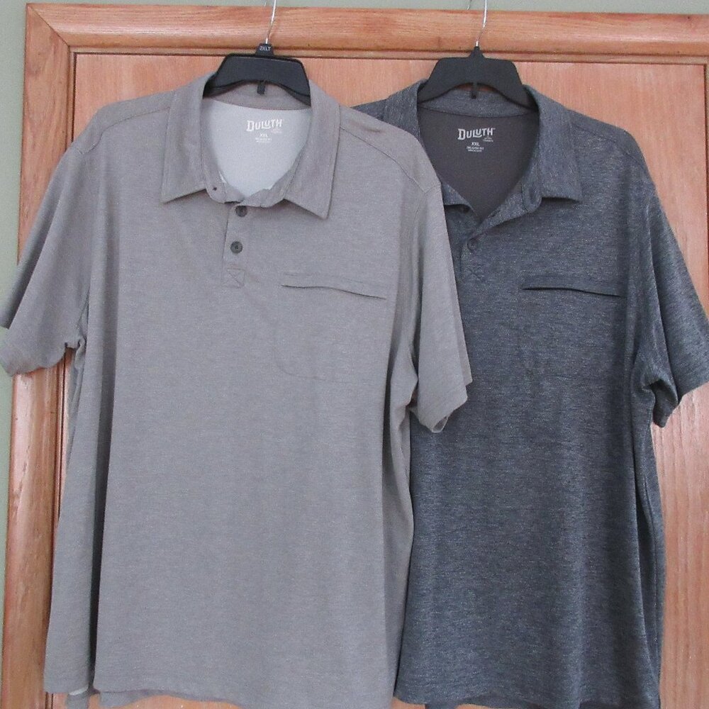 2pcs Duluth Trading Co- Light Grey & Dark Grey - Relaxed Fit -Polo Shirts- XXL